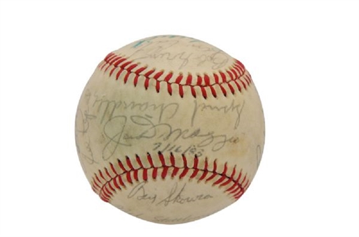 1983 Yankees Old Timers Day Signed Baseball (25 signatures) Including DiMaggio and Maris